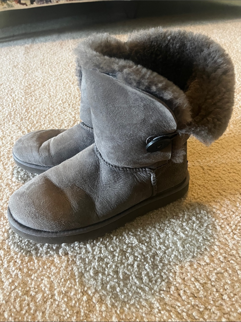 UGG Short Button Sheepskin Boots in gray
